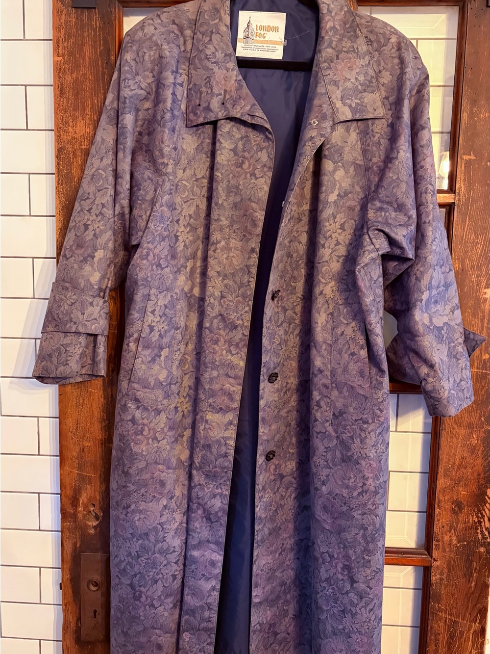 Vintage London Fog floral tapestry trench coat size 14P